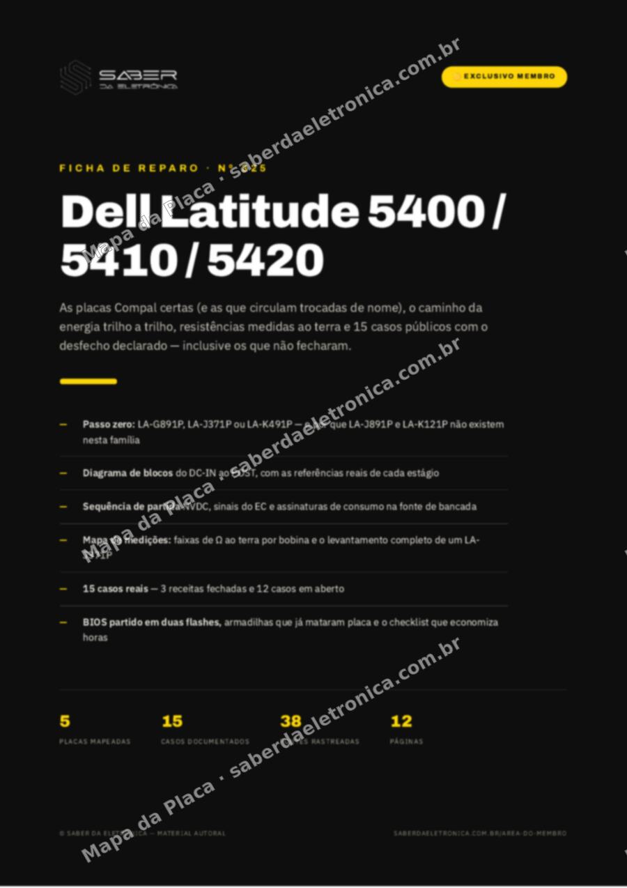 Capa da Ficha de Reparo Nº 325: Dell Latitude 5400 / 5410 / 5420 — Ficha de Reparo da placa