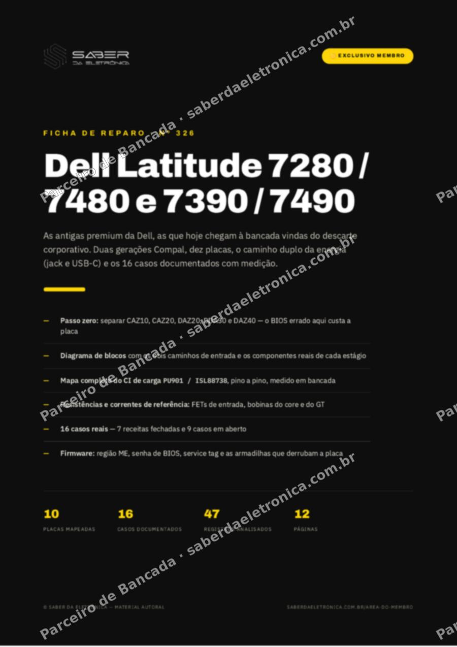 Capa da Ficha de Reparo Nº 326: Dell Latitude 7280 / 7480 e 7390 / 7490 (as antigas premium) — Ficha de Reparo da placa