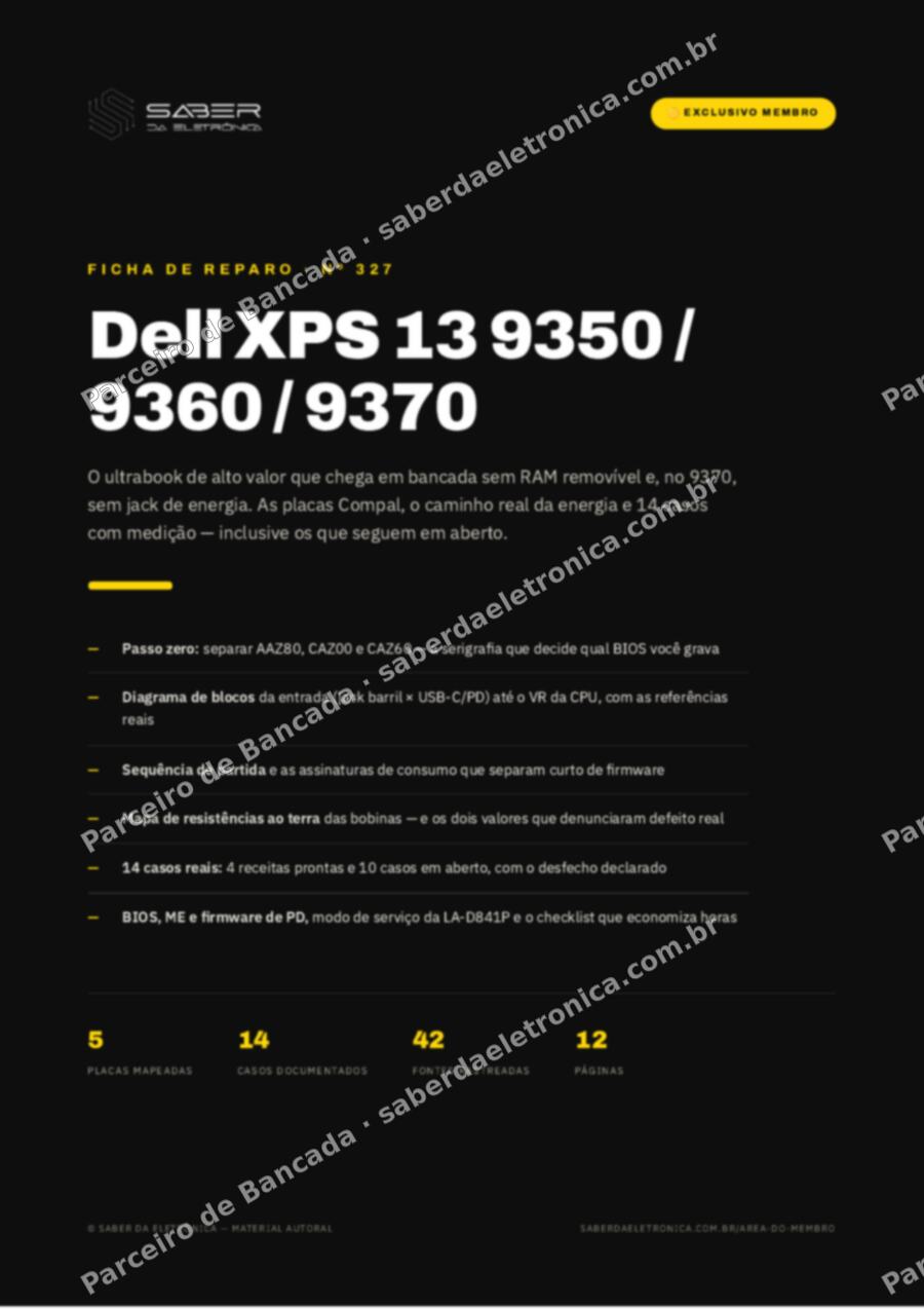 Capa da Ficha de Reparo Nº 327: Dell XPS 13 9350 / 9360 / 9370 — Ficha de Reparo da placa