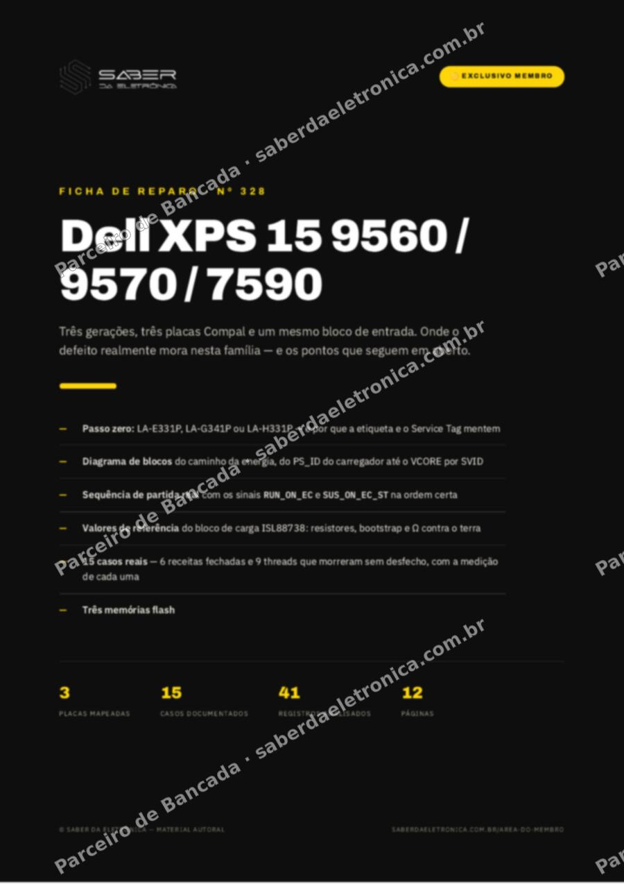 Capa da Ficha de Reparo Nº 328: Dell XPS 15 9560 / 9570 / 7590 — Ficha de Reparo da placa