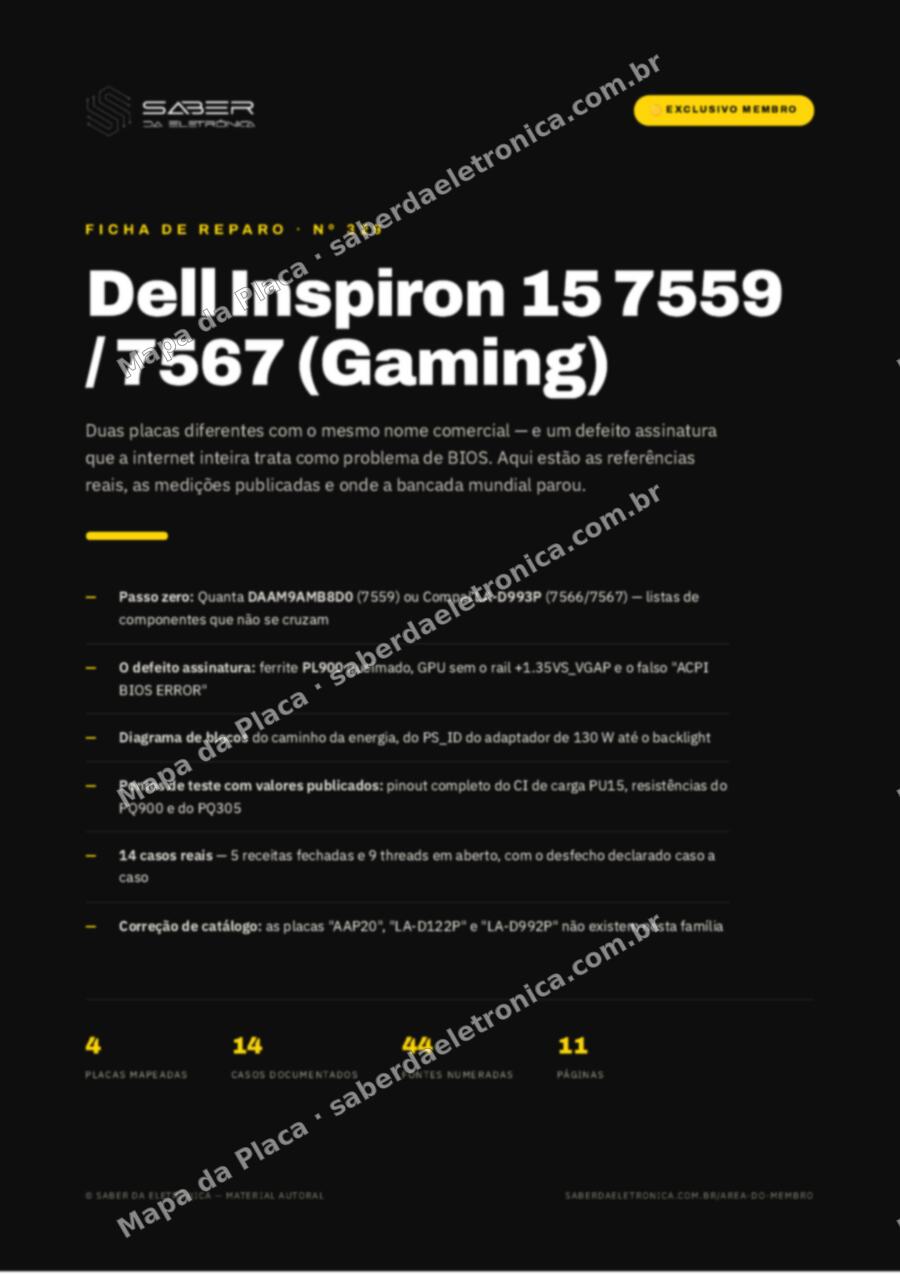 Capa da Ficha de Reparo Nº 329: Dell Inspiron 15 7559 / 7567 (Gaming) — Ficha de Reparo da placa