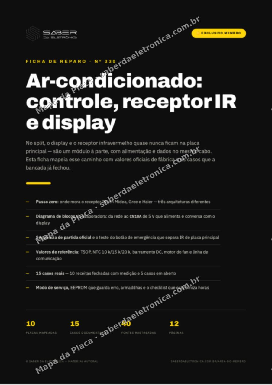 Capa da Ficha de Reparo Nº 330: Ar-condicionado — controle remoto, receptor e o display — Ficha de Reparo da placa