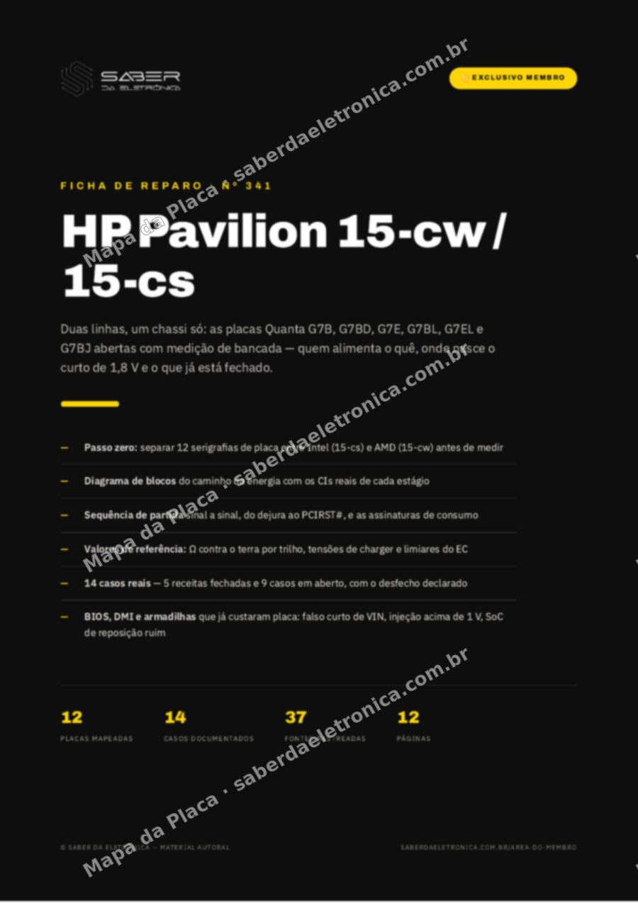Capa da Ficha de Reparo Nº 341: HP Pavilion 15-cw / 15-cs — Ficha de Reparo da placa