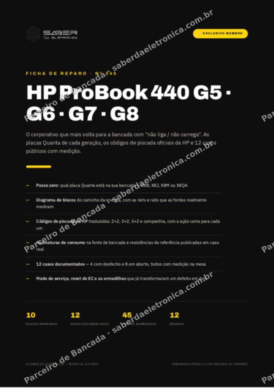 Capa da Ficha de Reparo Nº 345: HP ProBook 440 G5 / G6 / G7 / G8 — Ficha de Reparo da placa
