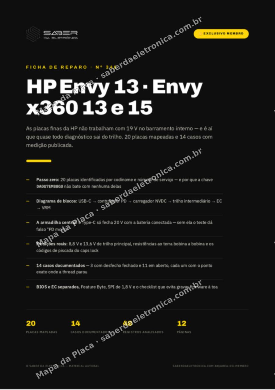 Capa da Ficha de Reparo Nº 346: HP Envy 13 / Envy x360 13 e 15 — Ficha de Reparo da placa