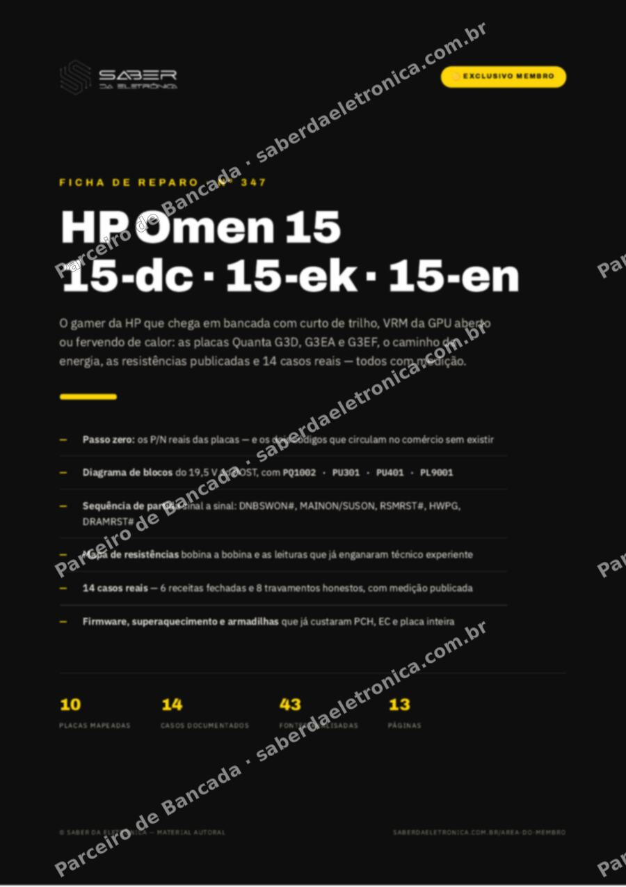 Capa da Ficha de Reparo Nº 347: HP Omen 15 (15-dc / 15-ek / 15-en) — Ficha de Reparo da placa