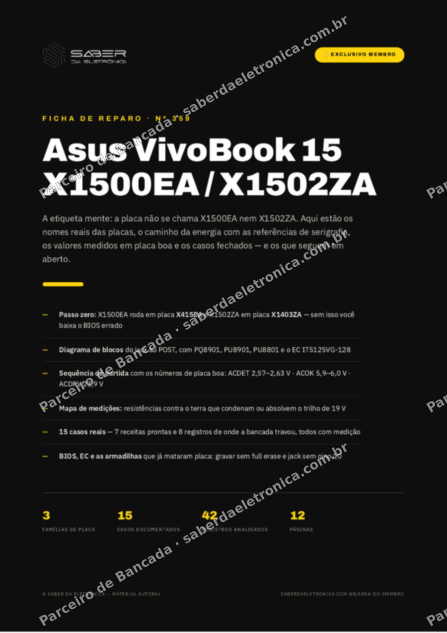 Capa da Ficha de Reparo Nº 359: Asus VivoBook 15 X1500EA / X1502ZA (Intel 11ª/12ª) — Ficha de Reparo da placa