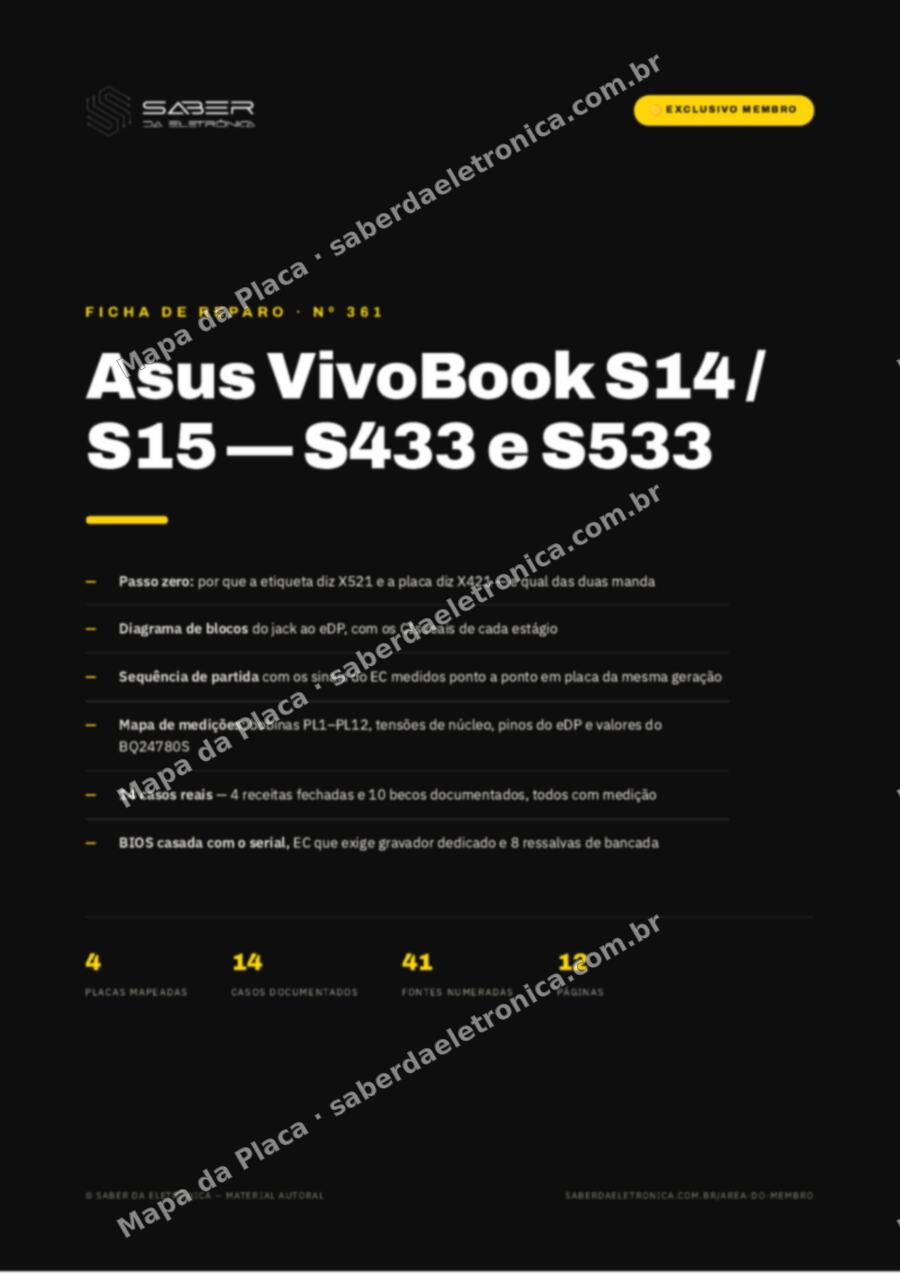 Capa da Ficha de Reparo Nº 361: Asus VivoBook S14 / S15 (S433 / S533) — Ficha de Reparo da placa