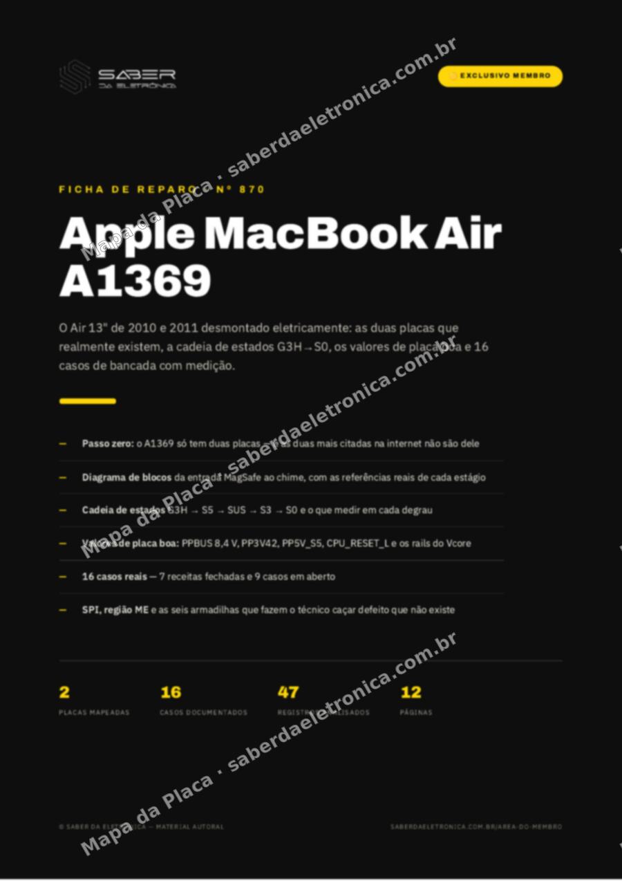 Capa da Ficha de Reparo Nº 870: Apple MacBook Air A1369 (13 polegadas, 2010-2012) — Ficha de Reparo da placa