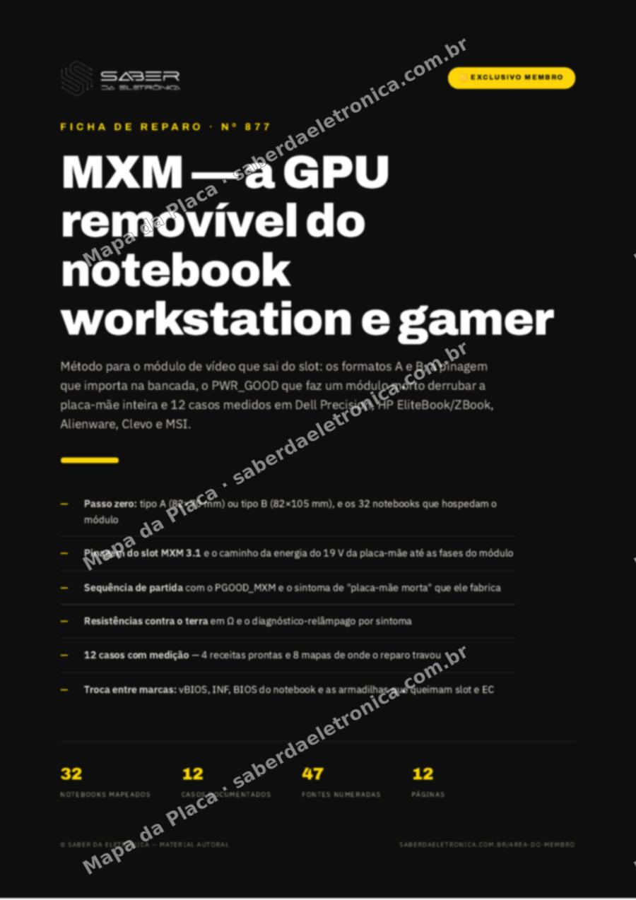 Capa da Ficha de Reparo Nº 877: MXM — a GPU removível do notebook workstation e gamer (método) — Ficha de Reparo da placa