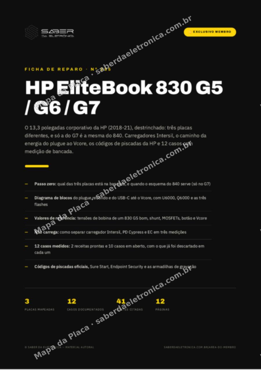 Capa da Ficha de Reparo Nº 895: HP EliteBook 830 G5 / G6 / G7 (13,3 polegadas corporativo, 2018-21) — Ficha de Reparo da placa