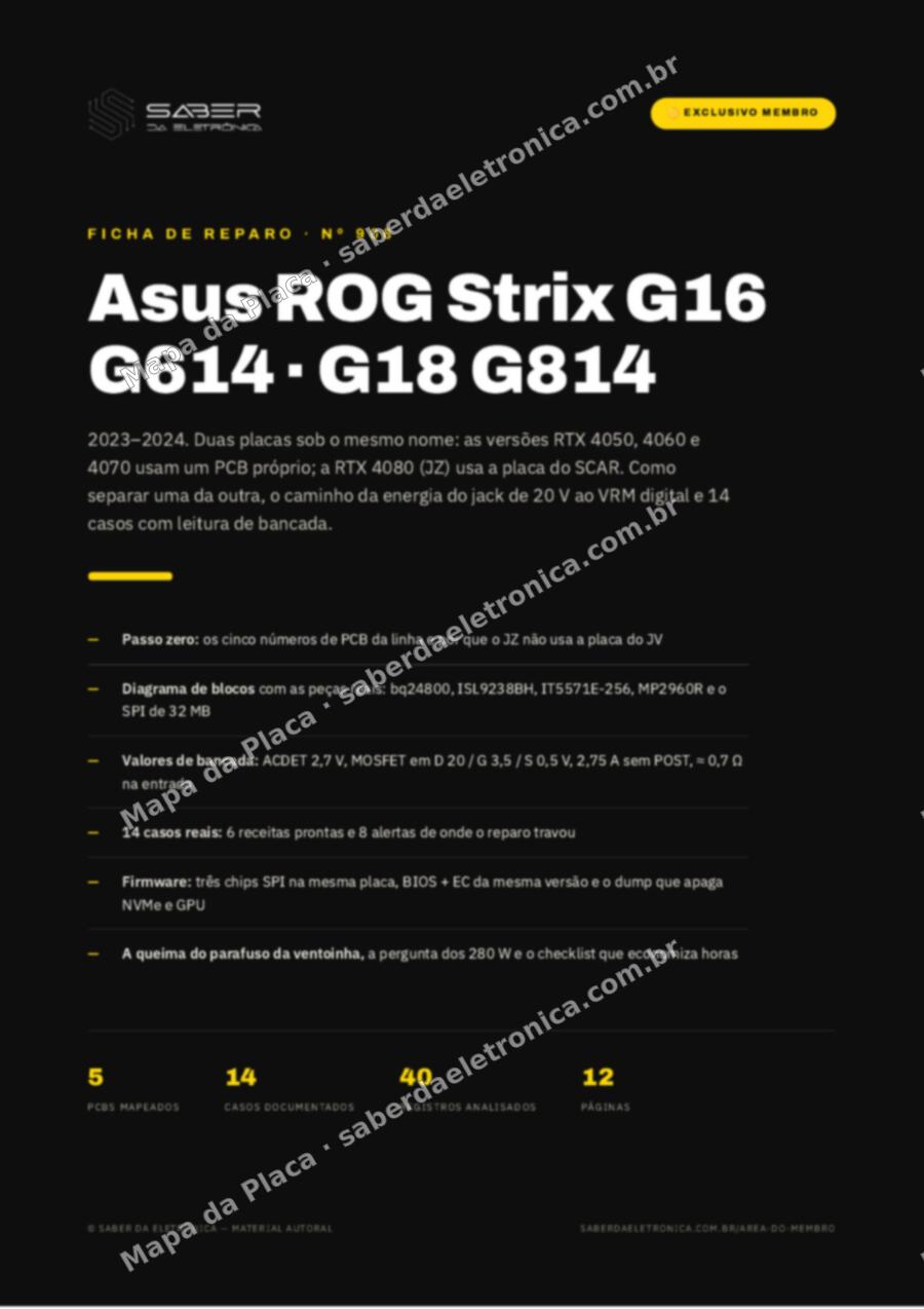 Capa da Ficha de Reparo Nº 906: Asus ROG Strix G16 G614 e ROG Strix G18 G814 (2023-24) — Ficha de Reparo da placa