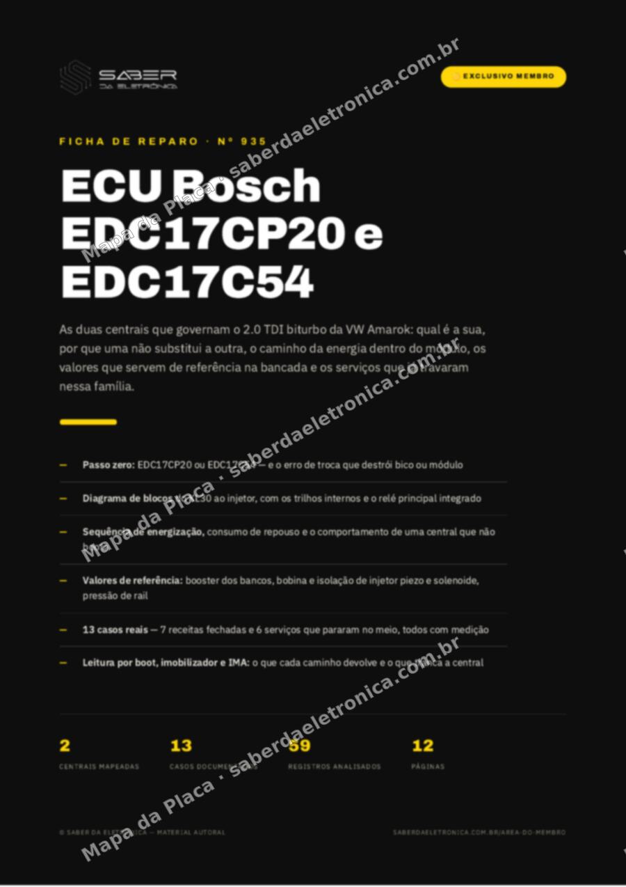 Capa da Ficha de Reparo Nº 935: ECU Bosch EDC17CP20 e EDC17C54 — VW Amarok 2.0 TDI biturbo — Ficha de Reparo da placa