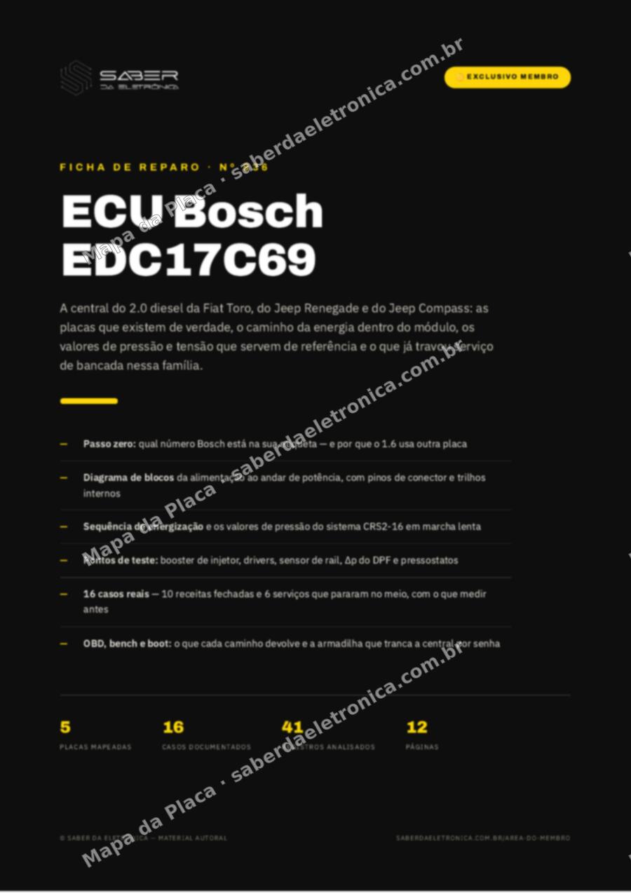 Capa da Ficha de Reparo Nº 936: ECU Bosch EDC17C69 — Fiat Toro, Jeep Renegade e Compass 2.0 diesel — Ficha de Reparo da placa