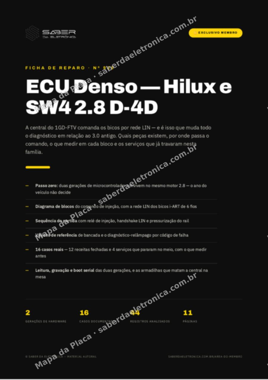 Capa da Ficha de Reparo Nº 939: ECU Denso — Toyota Hilux e SW4 2.8 D-4D (1GD-FTV) — Ficha de Reparo da placa