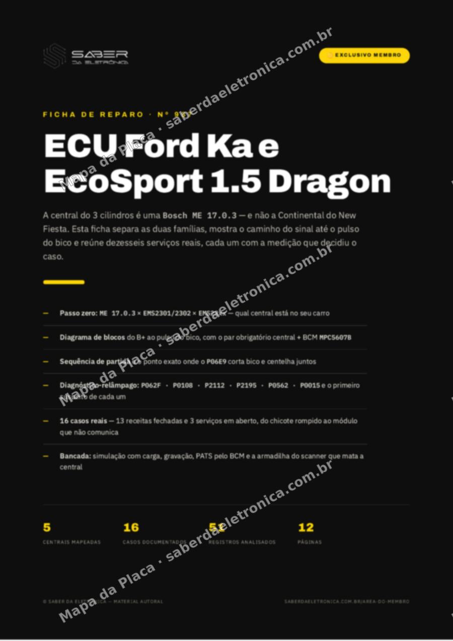 Capa da Ficha de Reparo Nº 957: ECU Ford Ka e EcoSport 1.5 Dragon — Ficha de Reparo da placa