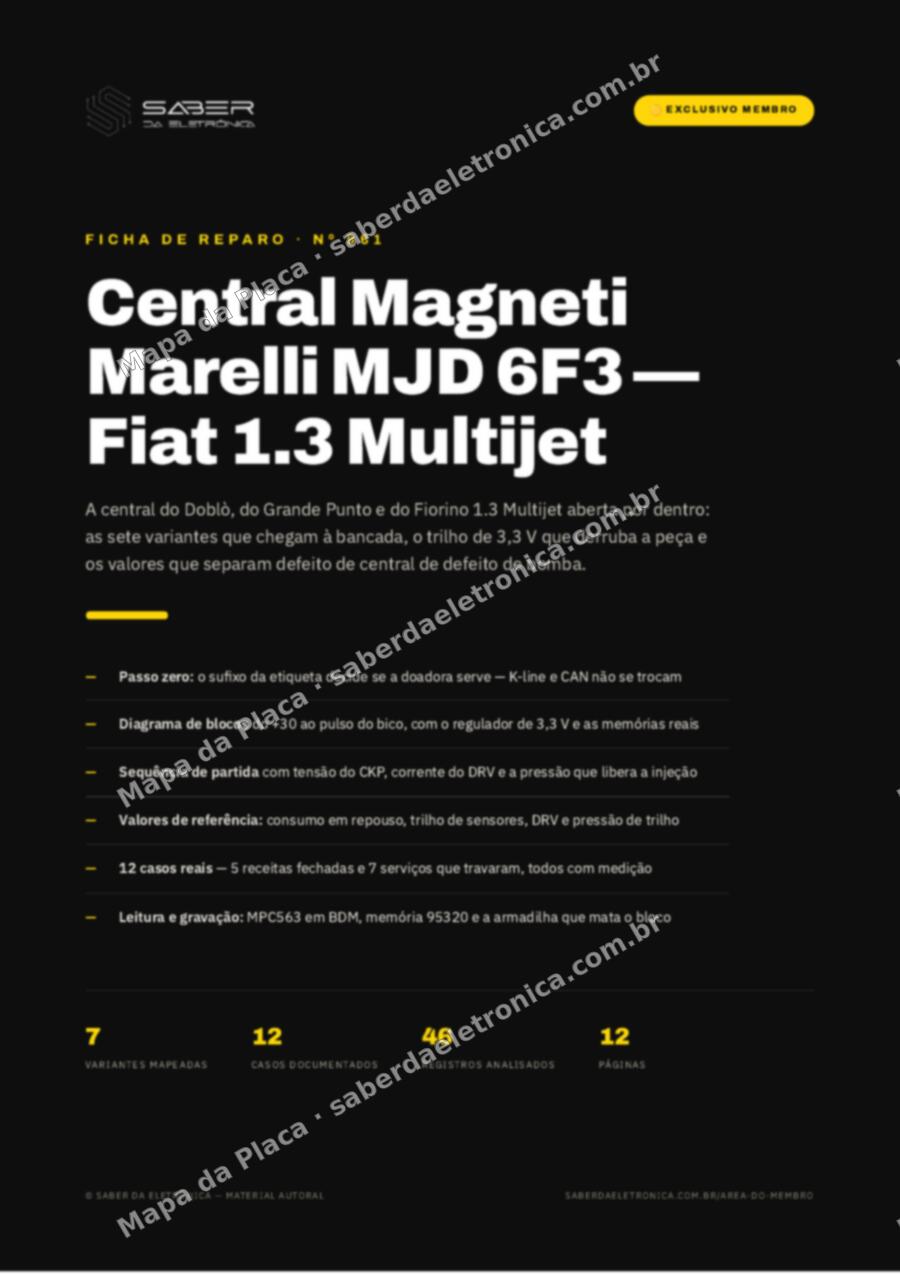 Capa da Ficha de Reparo Nº 961: ECU Magneti Marelli MJD 6F3 — Fiat Doblò e Punto 1.3 Multijet — Ficha de Reparo da placa