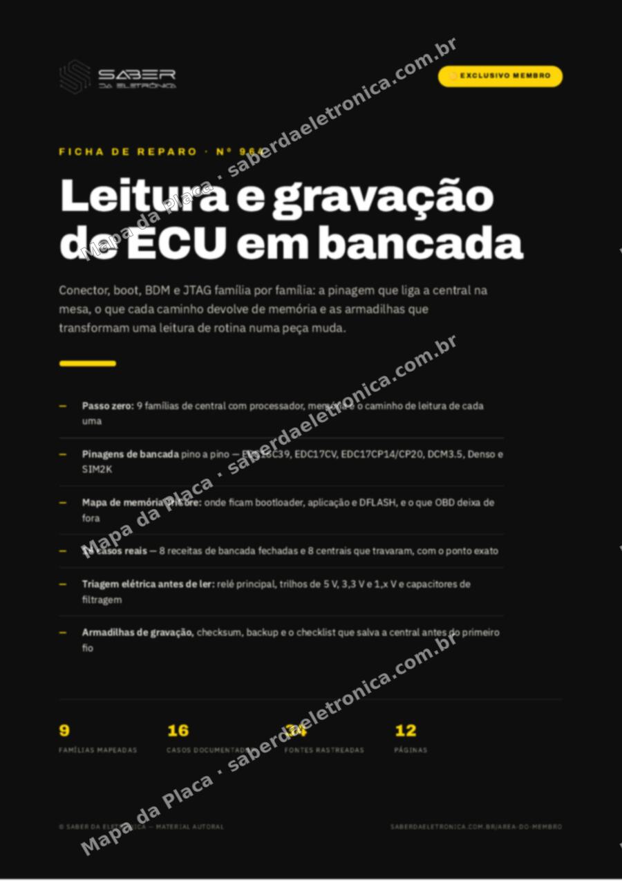Capa da Ficha de Reparo Nº 964: Leitura e gravação de ECU em bancada — conector, boot, BDM e JTAG por família — Ficha de Reparo da placa