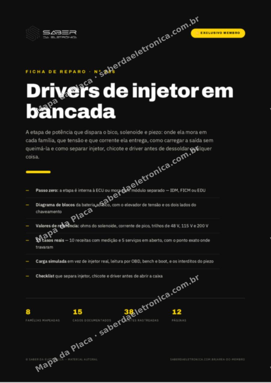 Capa da Ficha de Reparo Nº 966: Drivers de injetor em bancada — teste de etapa de potência solenoide e piezo — Ficha de Reparo da placa