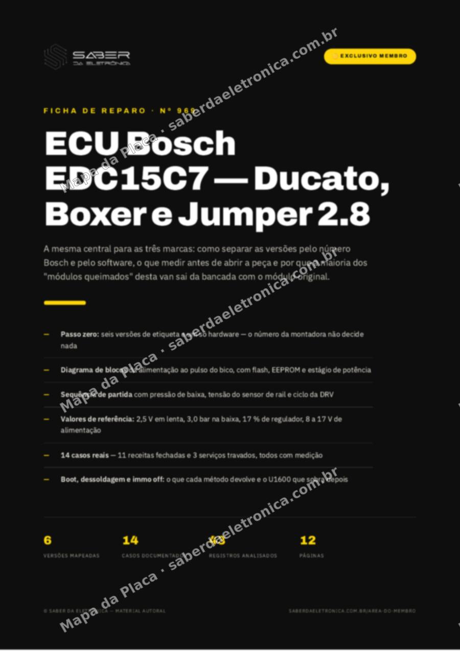 Capa da Ficha de Reparo Nº 969: ECU Bosch EDC15C7 — Fiat Ducato 2.8 JTD, Peugeot Boxer e Citroën Jumper 2.8 HDi — Ficha de Reparo da placa