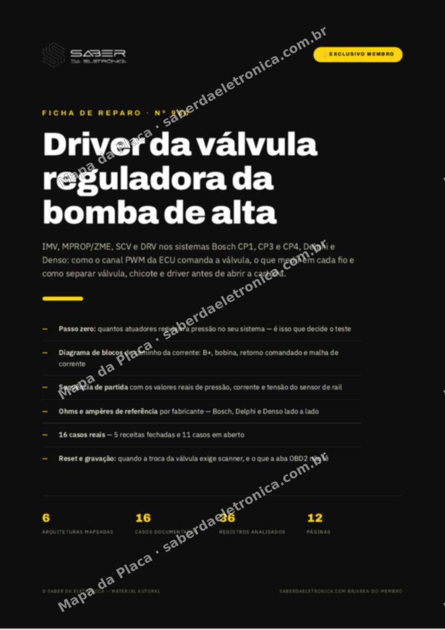 Capa da Ficha de Reparo Nº 980: Driver da válvula reguladora da bomba de alta (IMV, MPROP, DRV) — CP1, CP3 e CP4 — Ficha de Reparo da placa