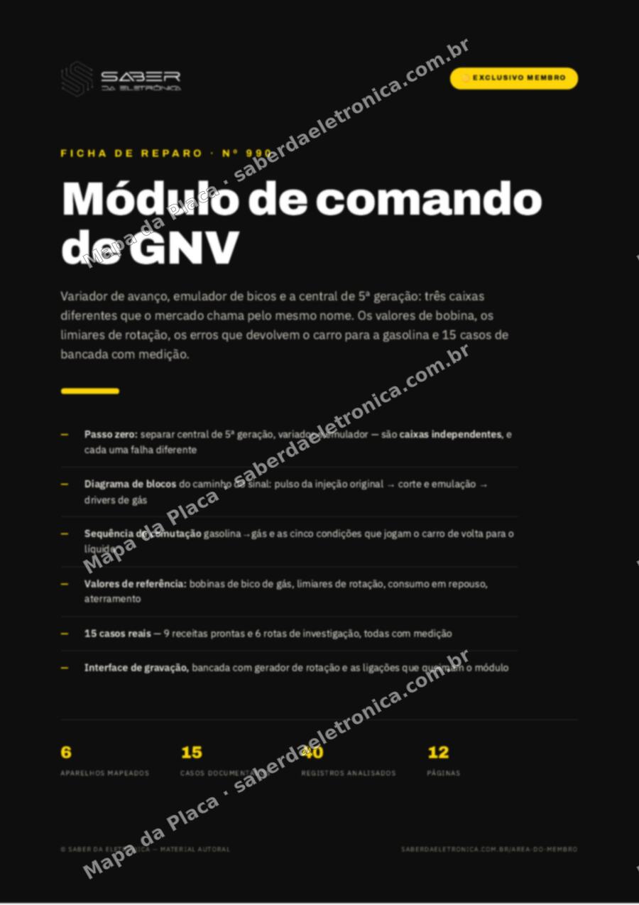 Capa da Ficha de Reparo Nº 990: Módulo de comando de GNV — variador de avanço, emulador de bicos e a convivência com a ECU — Ficha de Reparo da placa