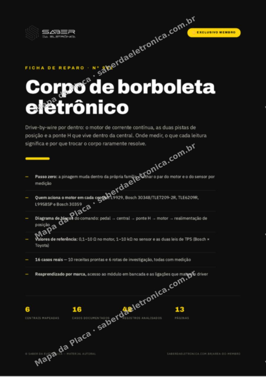 Capa da Ficha de Reparo Nº 991: Corpo de borboleta eletrônico (drive-by-wire) e a etapa de saída na ECU — Ficha de Reparo da placa