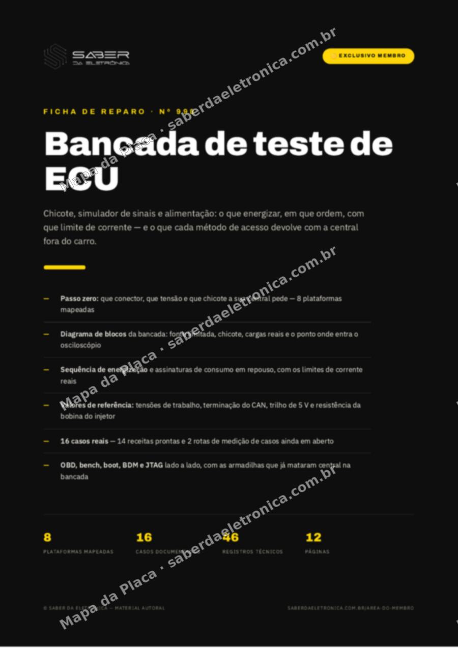 Capa da Ficha de Reparo Nº 998: Bancada de teste de ECU — chicote, simulador de sinais e alimentação — Ficha de Reparo da placa