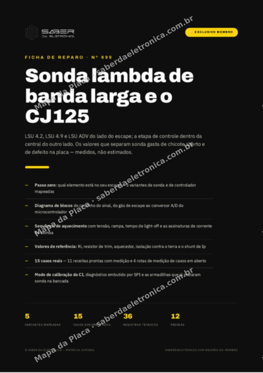 Capa da Ficha de Reparo Nº 999: Sonda lambda de banda larga (LSU 4.2 e 4.9) e o driver CJ125 na ECU — Ficha de Reparo da placa