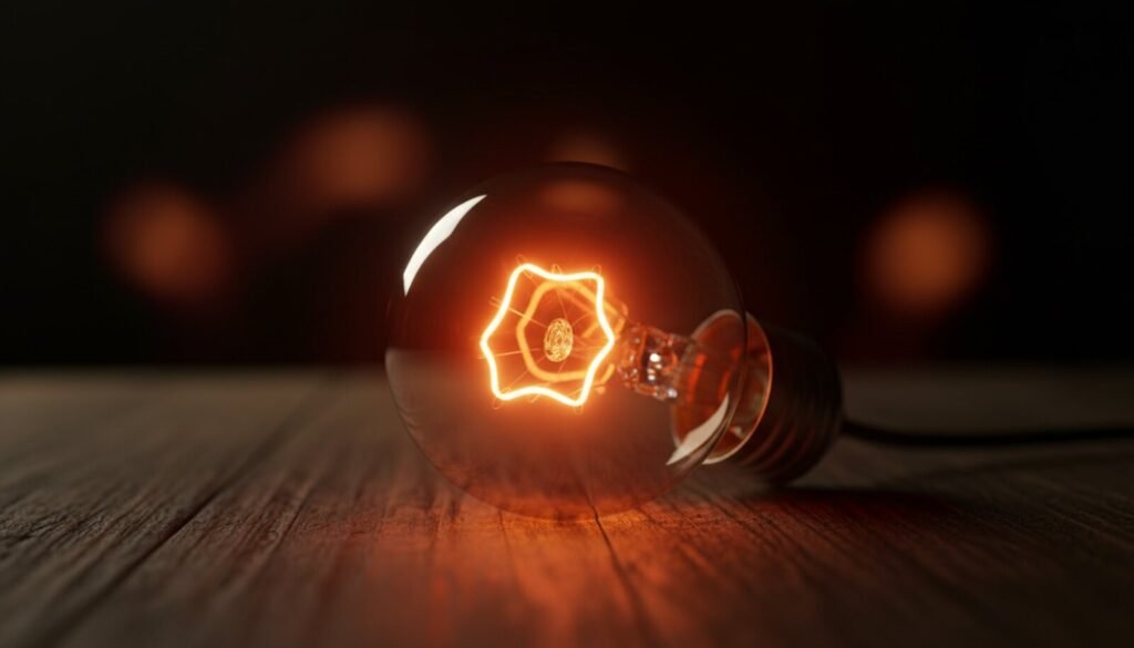 Lâmpada incandescente acesa simbolizando potência elétrica