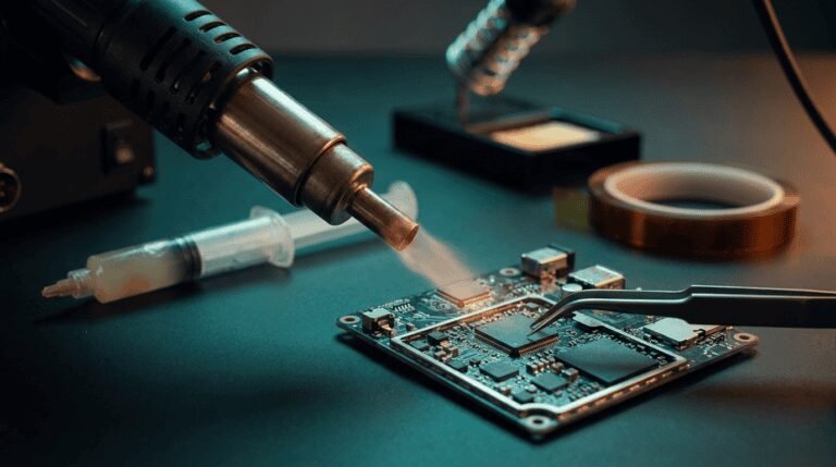 Estação de ar quente removendo chip SMD