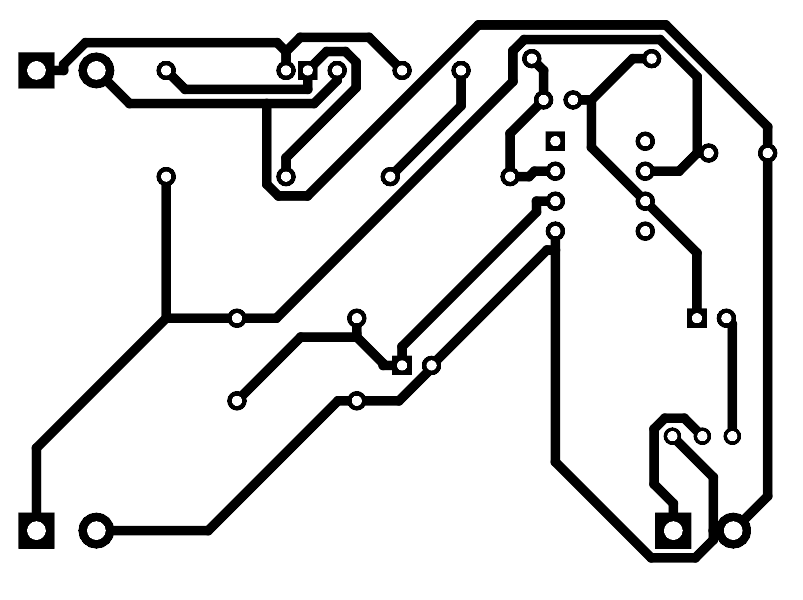 Lado do cobre da placa do pré-amplificador de microfone com TL071