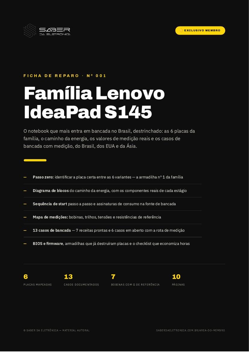 Família Lenovo IdeaPad S145 — Ficha de Reparo da placa