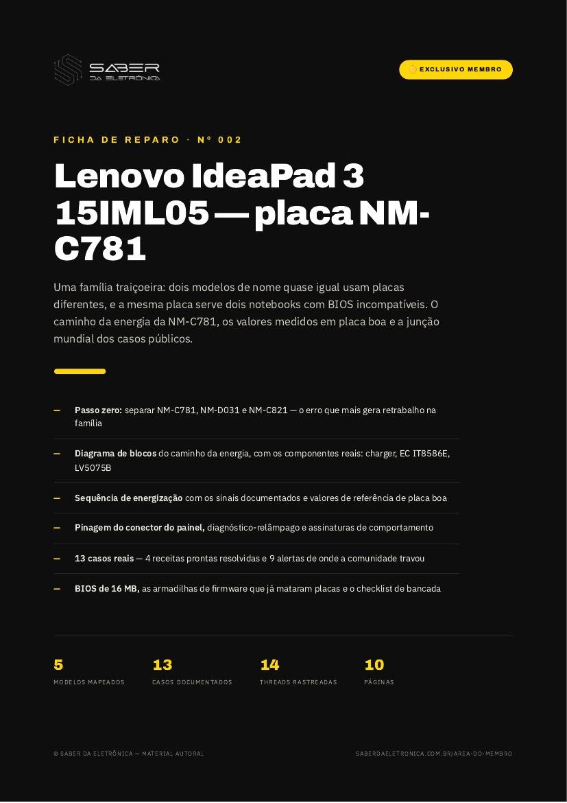 Capa da Ficha de Reparo Nº 002 — Lenovo IdeaPad 3 15IML05 (NM-C781)