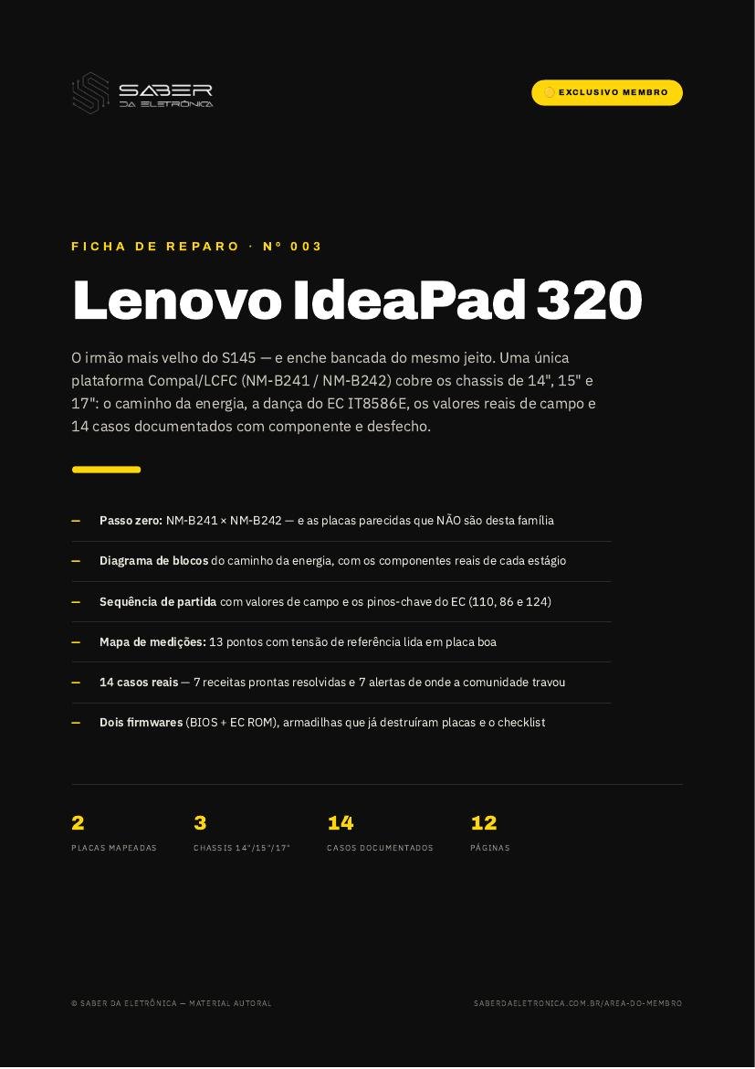 Capa da Ficha de Reparo Nº 003 — Lenovo IdeaPad 320 (NM-B241/NM-B242)