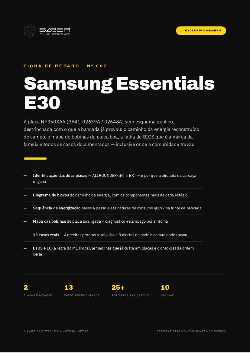 Capa da Ficha de Reparo Nº 007 — Samsung Essentials E30 (NP350XAA)