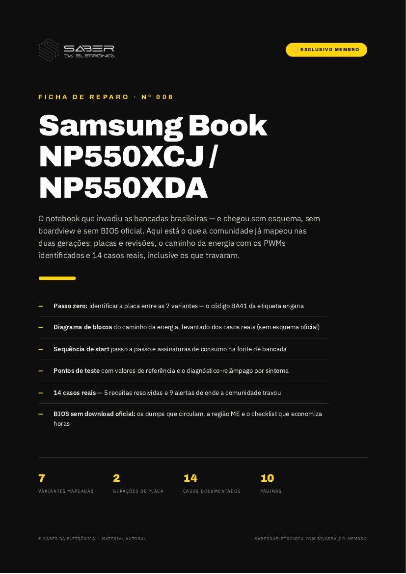 Capa da Ficha de Reparo Nº 008 — Samsung Book NP550XCJ / NP550XDA