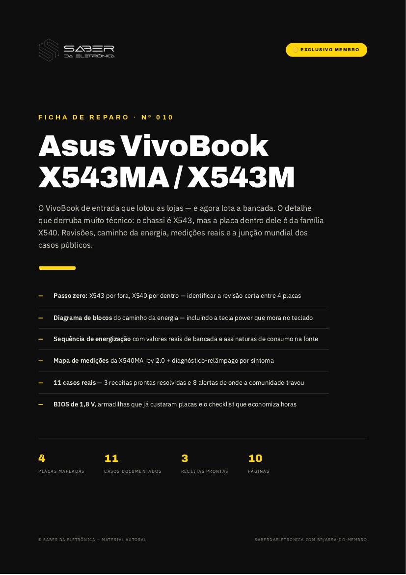 Capa da Ficha de Reparo Nº 010 — Asus VivoBook X543MA / X543M