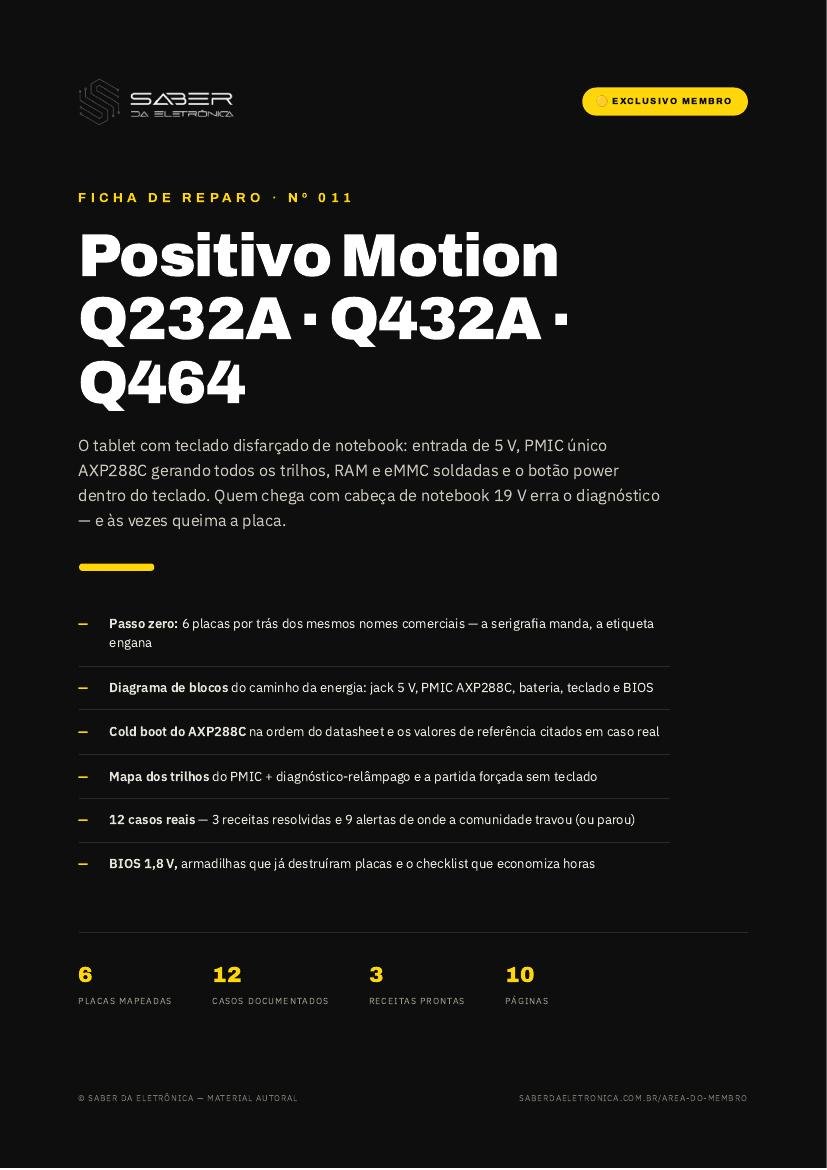 Capa da Ficha de Reparo Nº 011 — Positivo Motion Q232A / Q432A / Q464