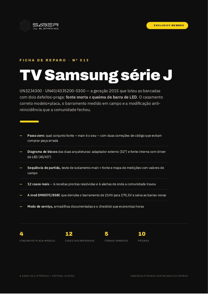 Capa da Ficha de Reparo Nº 013 — TV Samsung série J