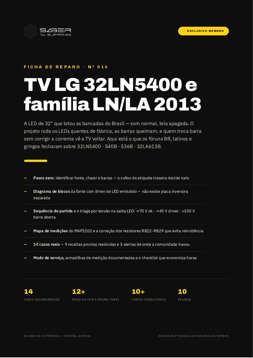 Capa da Ficha de Reparo Nº 014 — TV LG 32LN5400 · 540B · 536B · 32LA613B