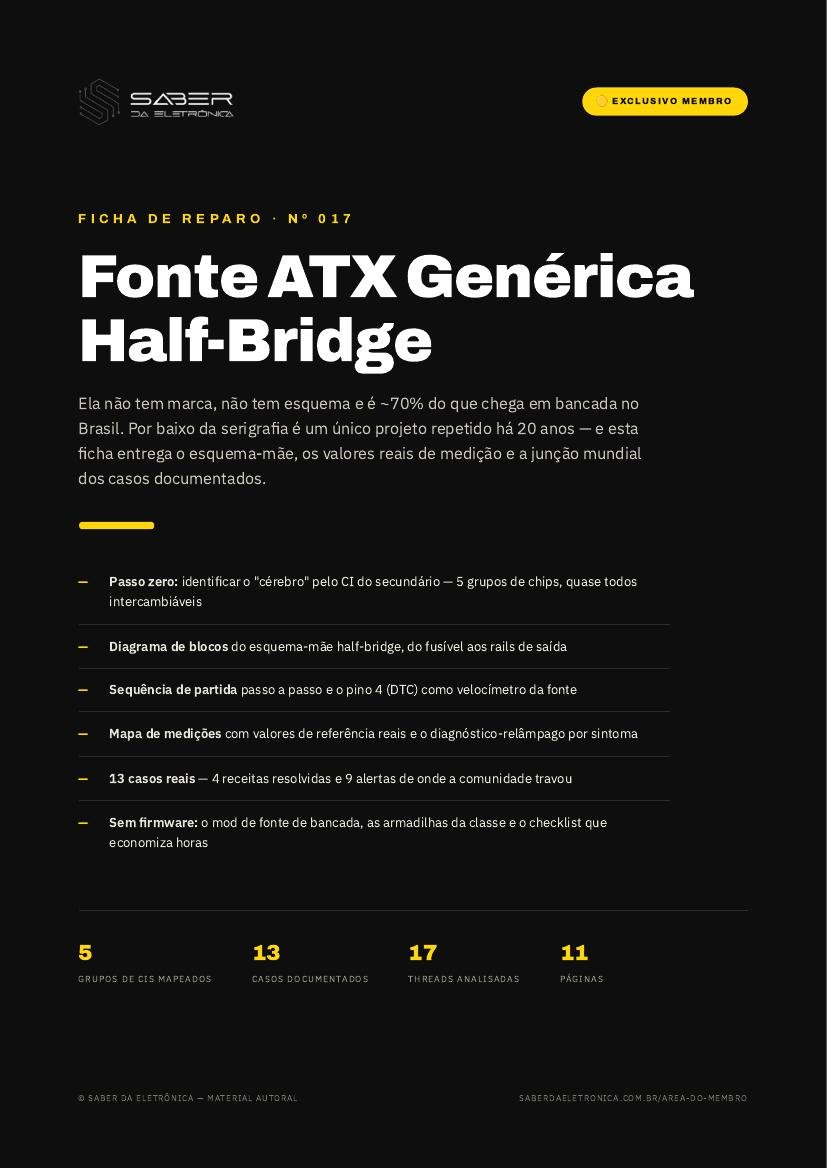 Capa da Ficha de Reparo Nº 017 — Fonte ATX Genérica Half-Bridge