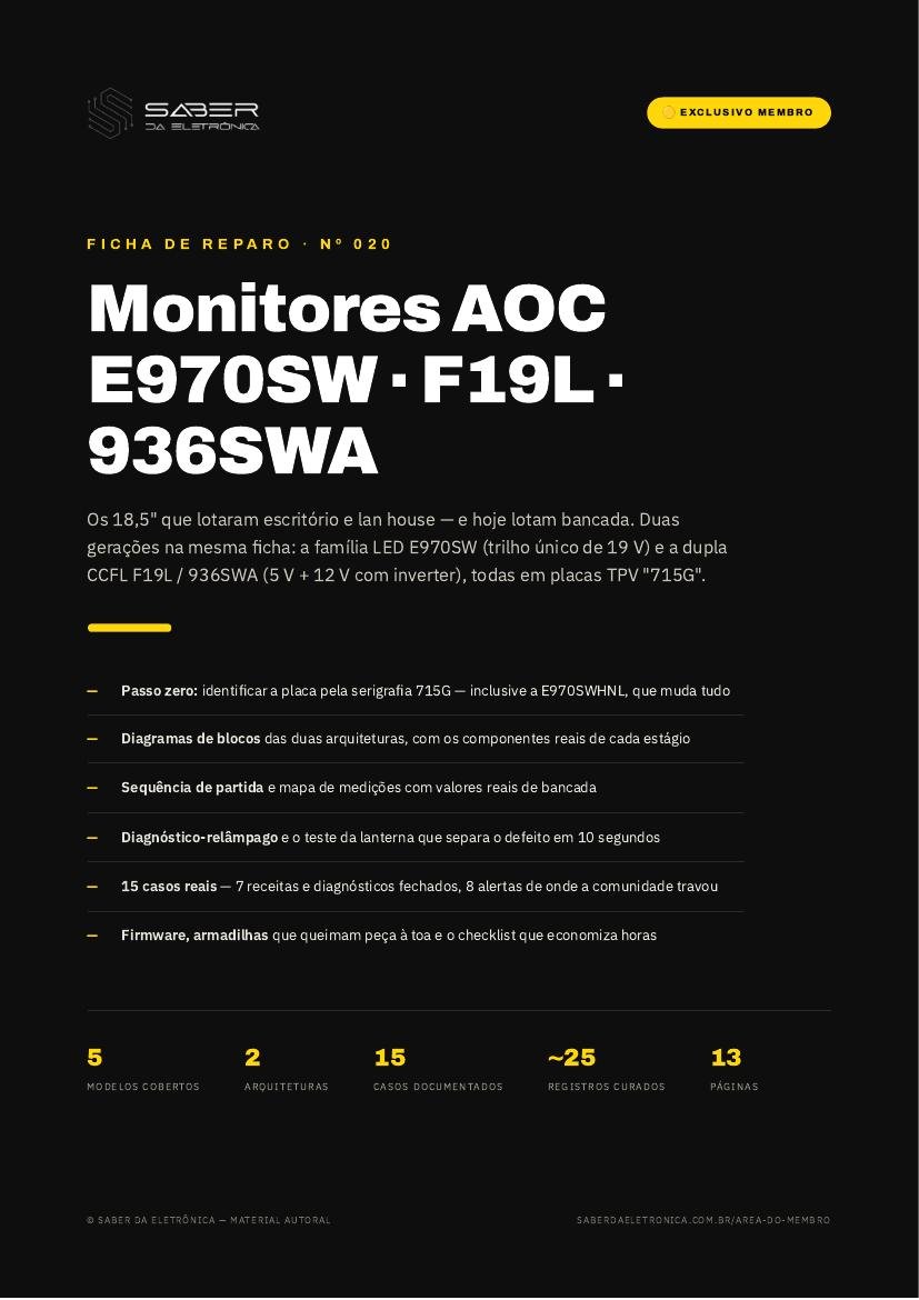 Capa da Ficha de Reparo Nº 020 — Monitores AOC E970SW / F19L / 936SWA