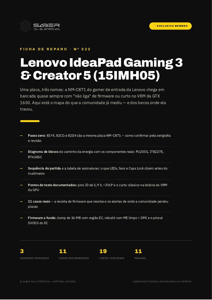 Capa da Ficha de Reparo Nº 022 — Lenovo IdeaPad Gaming 3-15IMH05 / Creator 5-15IMH05