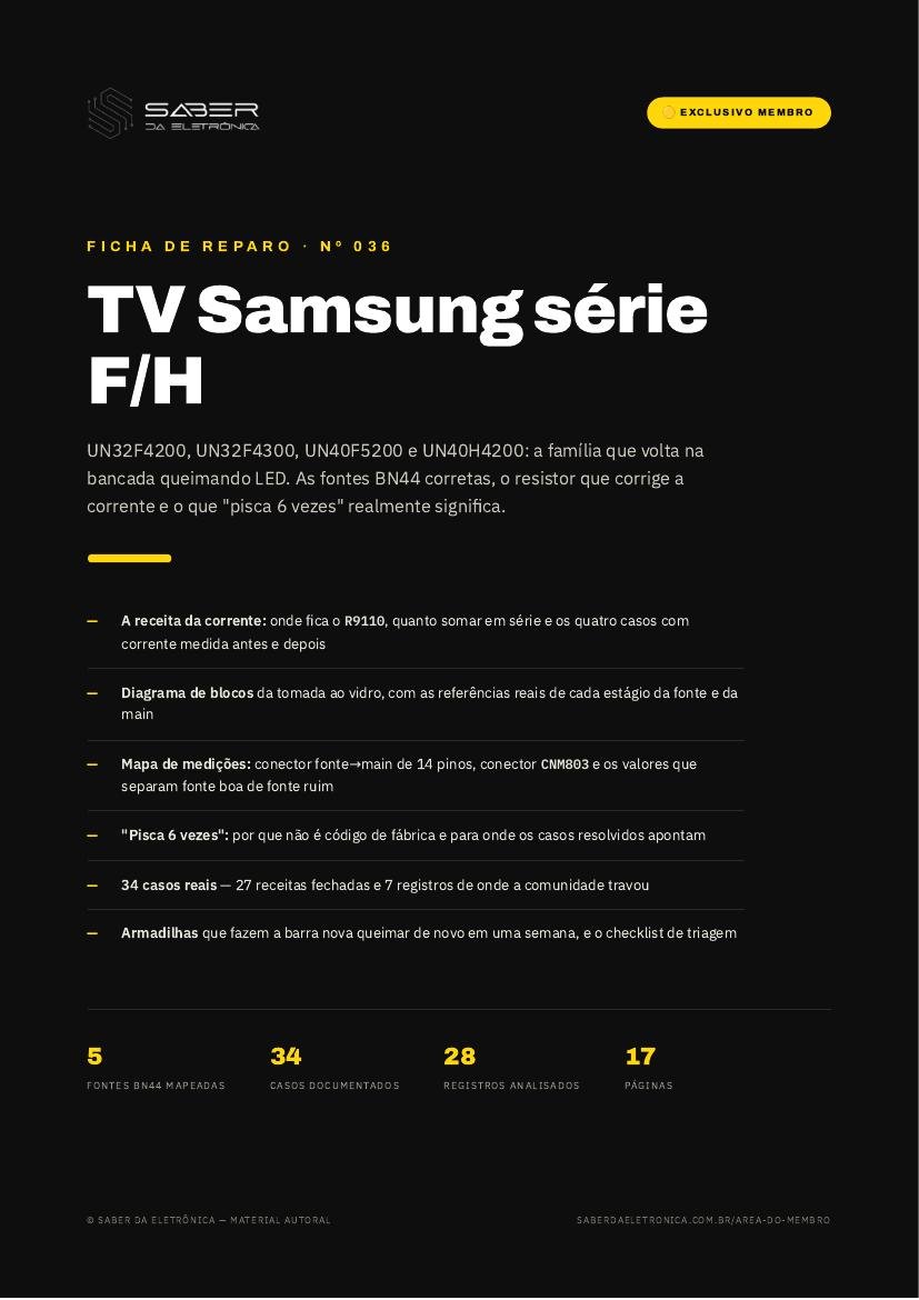 Capa da Ficha de Reparo Nº 036 — TV Samsung série F/H (UN32F4200/4300, UN40F5200, UN40H4200)
