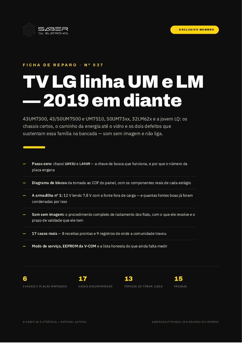 Capa da Ficha de Reparo Nº 037 — TV LG UM/LM 2019+ (43UM7300/7500, 50UM7500, 32LM62x/LQ)