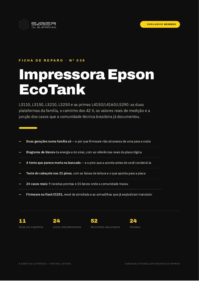 Capa da Ficha de Reparo Nº 039 — Impressora Epson EcoTank (L3110/L3150/L3250 e família)