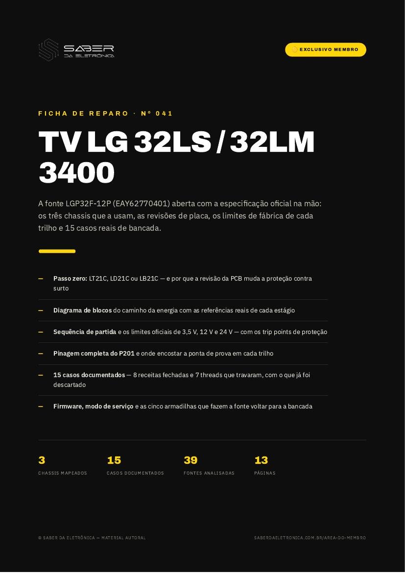 Capa da Ficha de Reparo Nº 041 — TV LG 32LS/32LM 3400-4400
