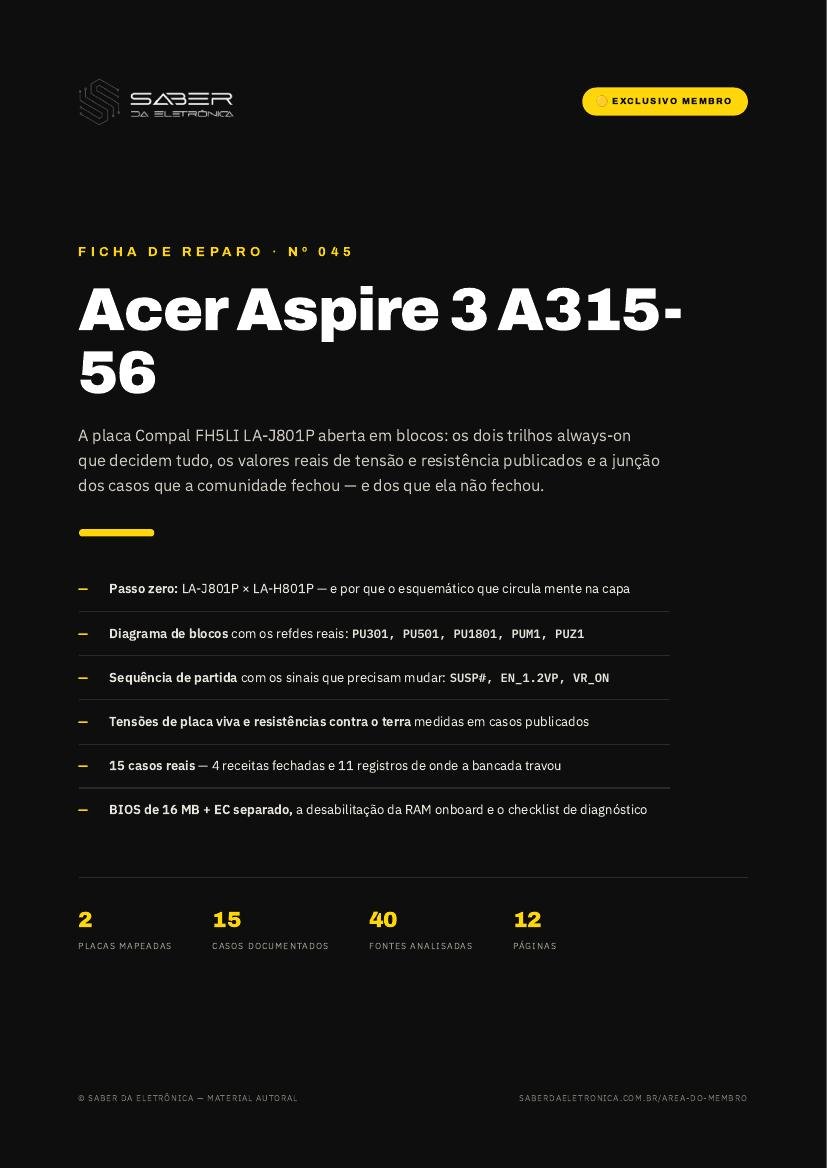 Capa da Ficha de Reparo Nº 045 — Acer Aspire 3 A315-56