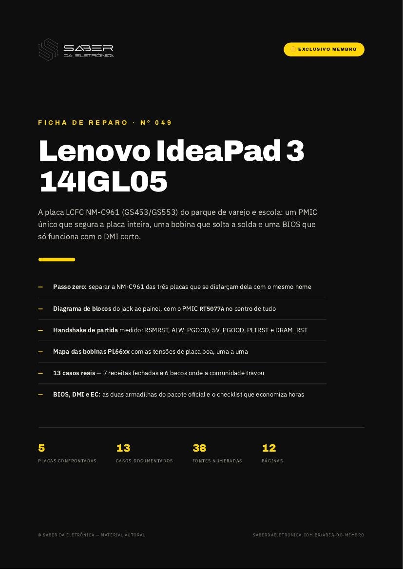 Capa da Ficha de Reparo Nº 049 — Lenovo IdeaPad 3 14IGL05